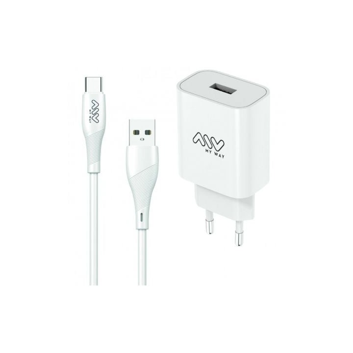 Cargador de Pared Myway MYWEPAK0002/ 1xUSB + Cable USB Tipo-C/ 15W