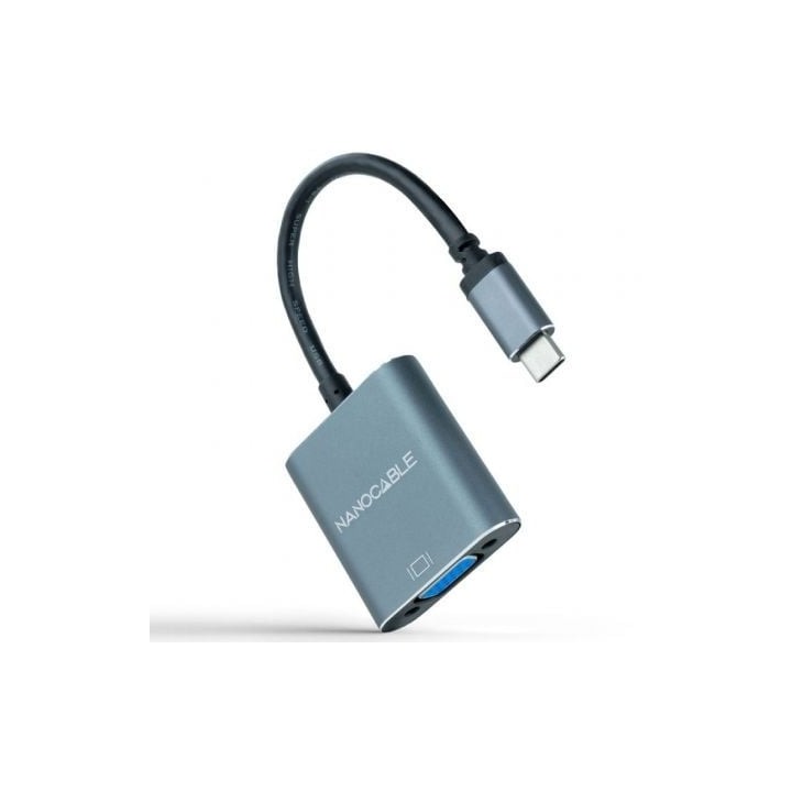 Conversor Nanocable 10.16.4101-G/ USB Tipo-C Macho - VGA Hembra/ 10cm/ Negro y Gris