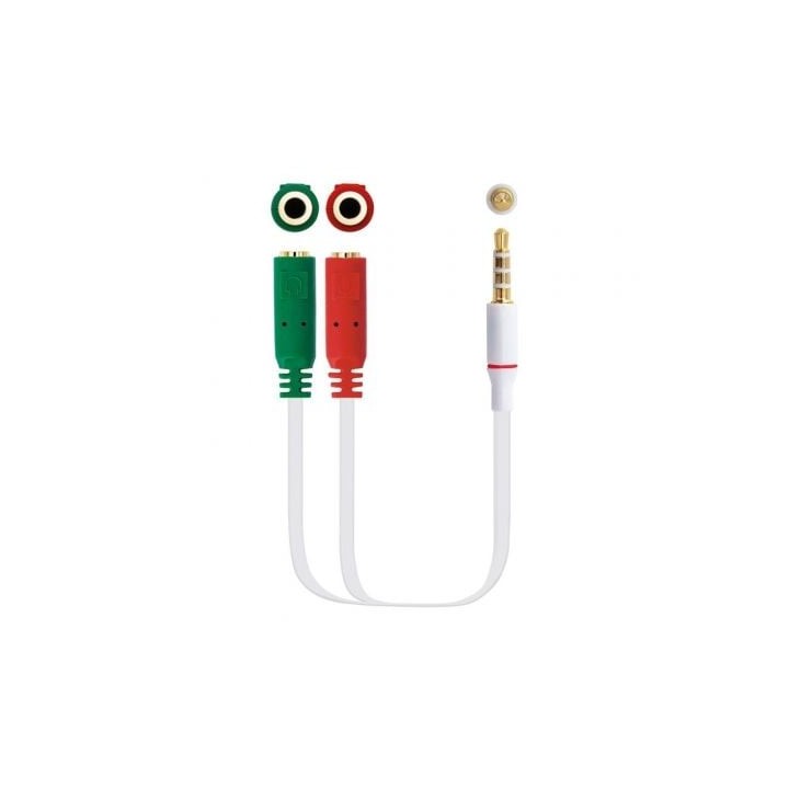 Cable Estéreo Nanocable 10.24.1201/ Jack 3.5 Macho - 2x Jack 3.5 Hembra/ 20cm/ Blanco