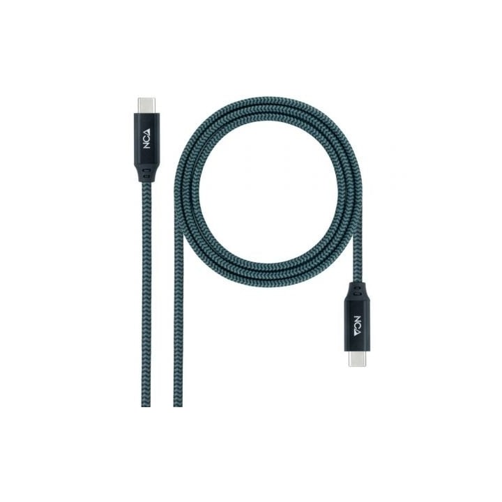 Cable USB 3.2 Nanocable 10.01.4300-COMB/ USB Tipo-C Macho - USB Tipo-C Macho/ Hasta 100W/ 20Gbps/ 50cm/ Gris y Negro