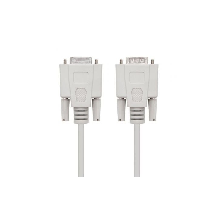 Cable Serie NULL Modem Nanocable 10.14.0502/ DB9 Macho - DB9 Hembra/ 1.8m/ Beige
