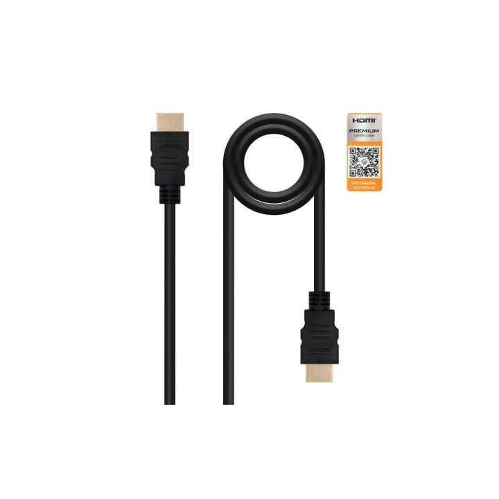 Cable HDMI 2.0 4K Nanocable 10.15.3600/ HDMI Macho - HDMI Macho/ 50cm/ Certificado/ Negro
