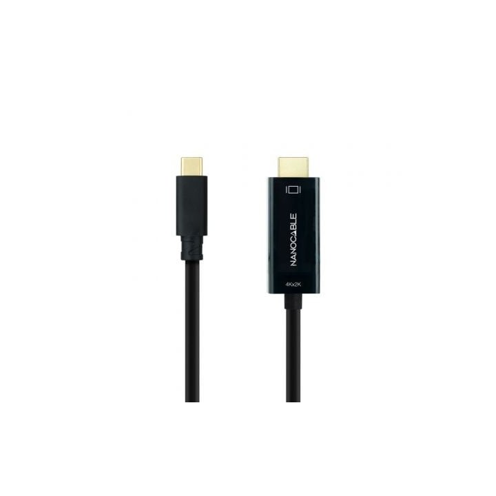 Cable Conversor Nanocable 10.15.5133/ USB Tipo-C Macho - HDMI Macho/ 3m/ Negro