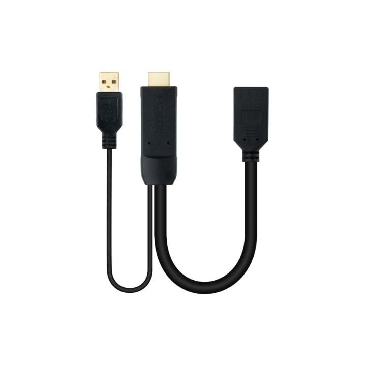 Cable Conversor Nanocable 10.16.0205/ HDMI Macho - DisplayPort Hembra/ 20cm/ Negro