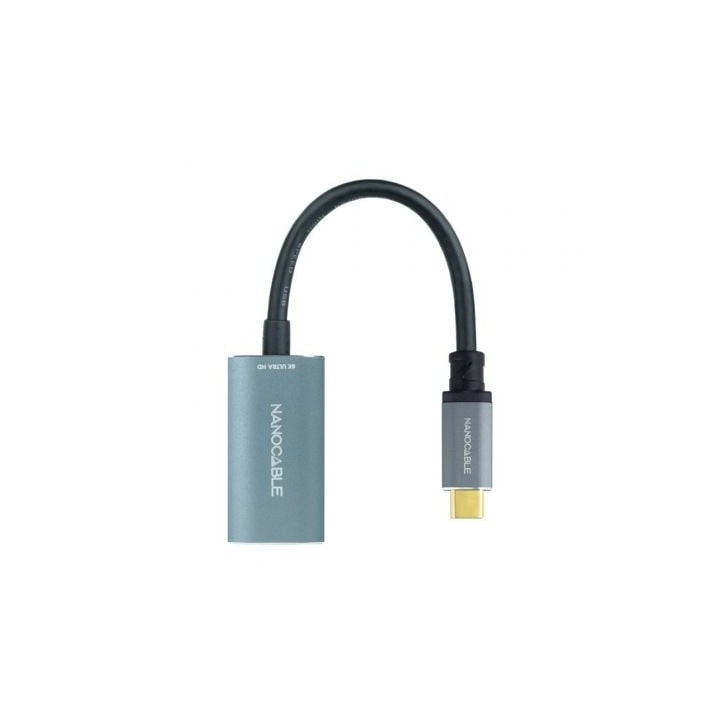 Conversor Nanocable 10.16.4104-G/ USB Tipo-C Macho - DisplayPort Hembra/ 15cm/ Gris