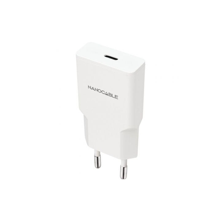 Cargador de Pared Nanocable 10.10.2024/ 1xUSB Tipo-C/ 25W/ Blanco
