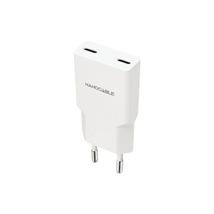 Cargador de Pared Nanocable 10.10.2026/ 2xUSB Tipo-C/ 25W/ Blanco