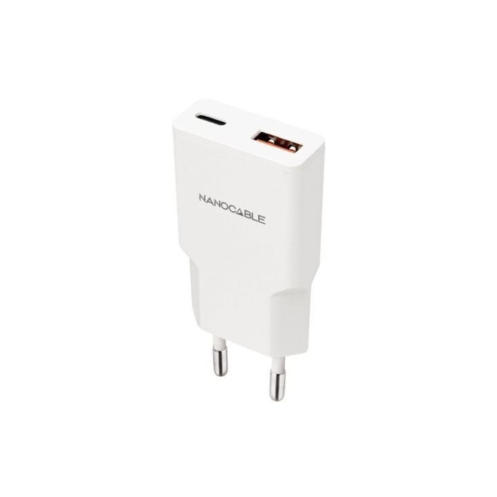Cargador de Pared Nanocable 10.10.2028/ 1xUSB Tipo-C/ 1xUSB Macho/ 30W/ Blanco