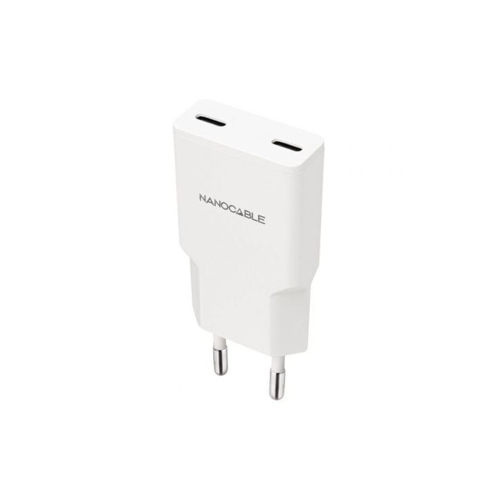 Cargador de Pared Nanocable 10.10.2029/ 2xUSB Tipo-C/ 30W/ Blanco