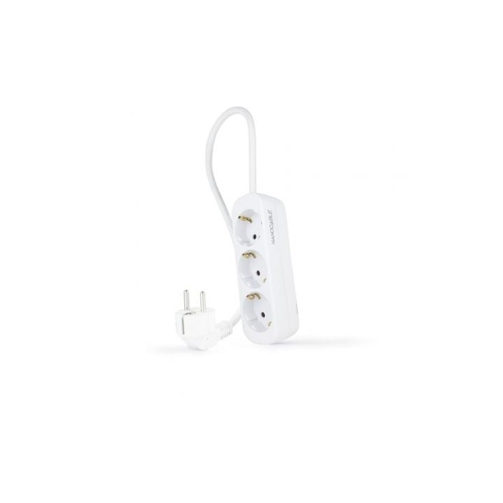 Regleta Nanocable 10.38.0003-NS/ 3 Tomas de Corriente/ Cable 1.4m/ Blanca