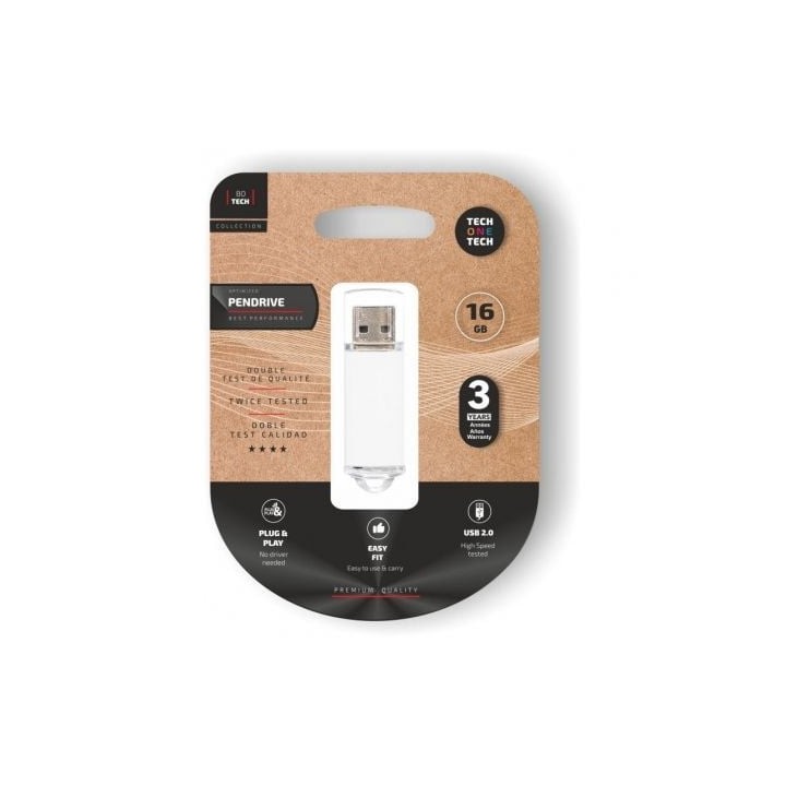 TECH ONE TECH Basic Pendrive 16Gb USB 2.0 Blanco