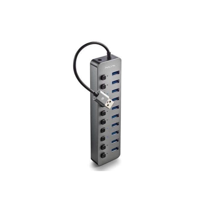 Hub USB NGS IHUB10/ 10xUSB 3.0/ Gris