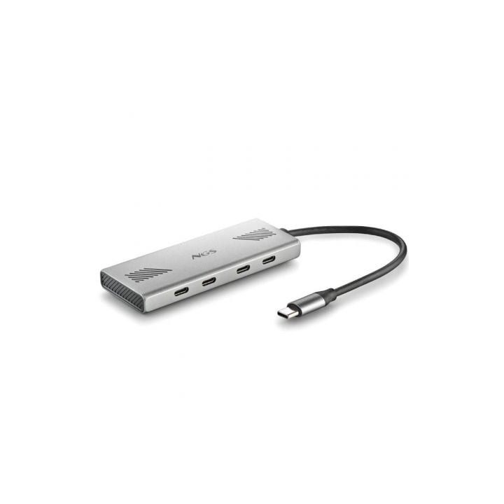 Hub USB Tipo-C NGS Wonder4-C/ 4xUSB Tipo-C/ Gris