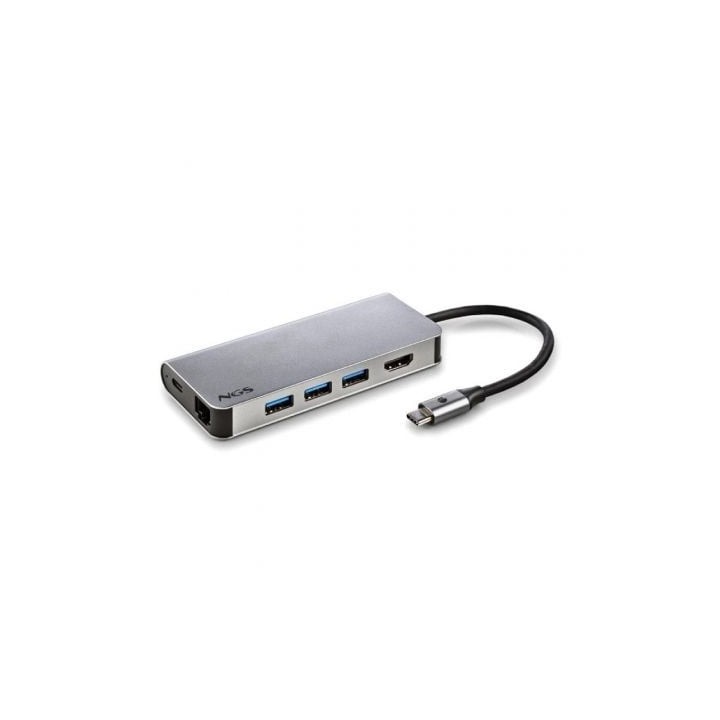 Docking USB Tipo-C NGS WonderDock8/ 3xUSB/ 1xUSB Tipo-C DP/ 1xHDMI 4K/ 1xRJ45/ 1xLector Tarjetas SD