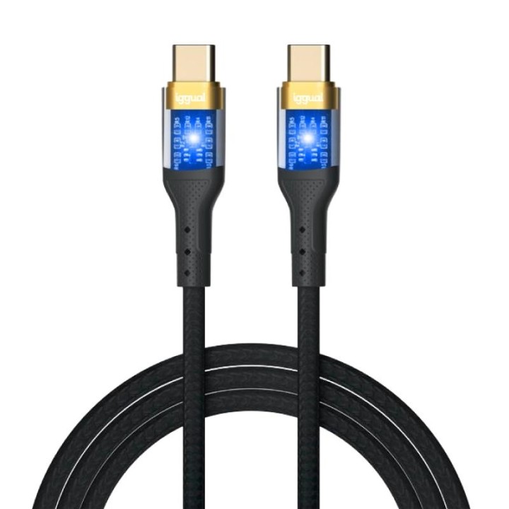 iggual Cable USB-C a tipo C 3A 100 cm trenzado LED