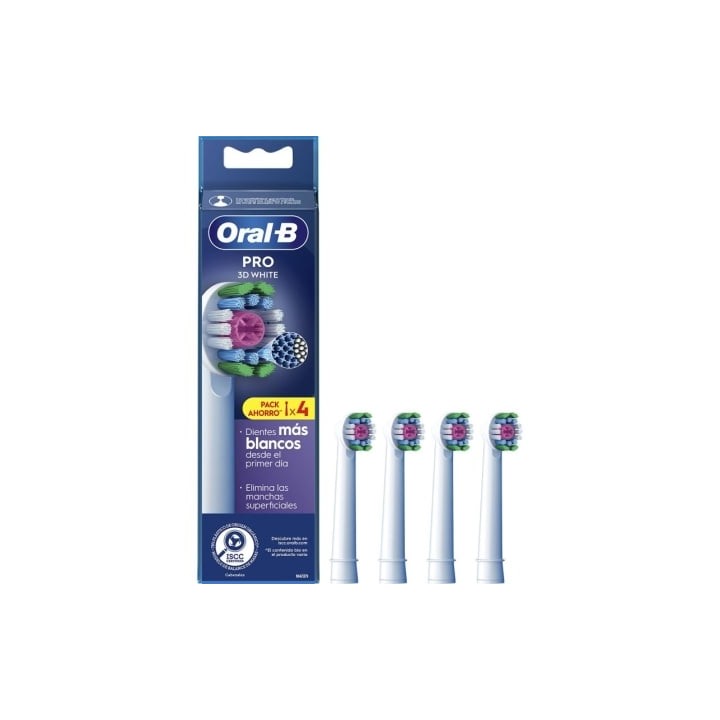 Cabezal de Recambio Braun para cepillo Braun Oral-B 3D White/ Pack 4 uds