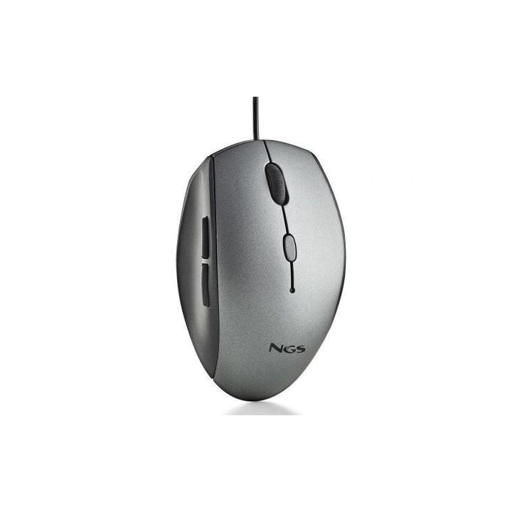 NGS WIRED ERGO SILENT MOUSE + USB TYPE C ADAP GRAY