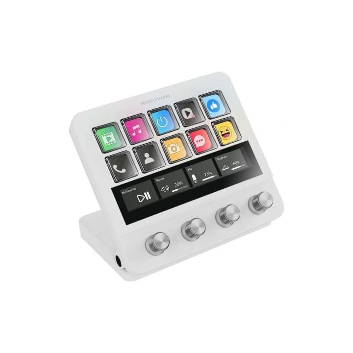 Stream Deck Mars Gaming MSD-PRO/ 10 Teclas LCD + 4 Diales Personalizables/ Blanco