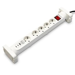 Regleta con interruptor Salicru SAFE 5S+/ 4 Tomas de corriente/ 1 Master/ 2 USB Tipo-C/ 1 USB/ Cable 1.4m/ Blanca