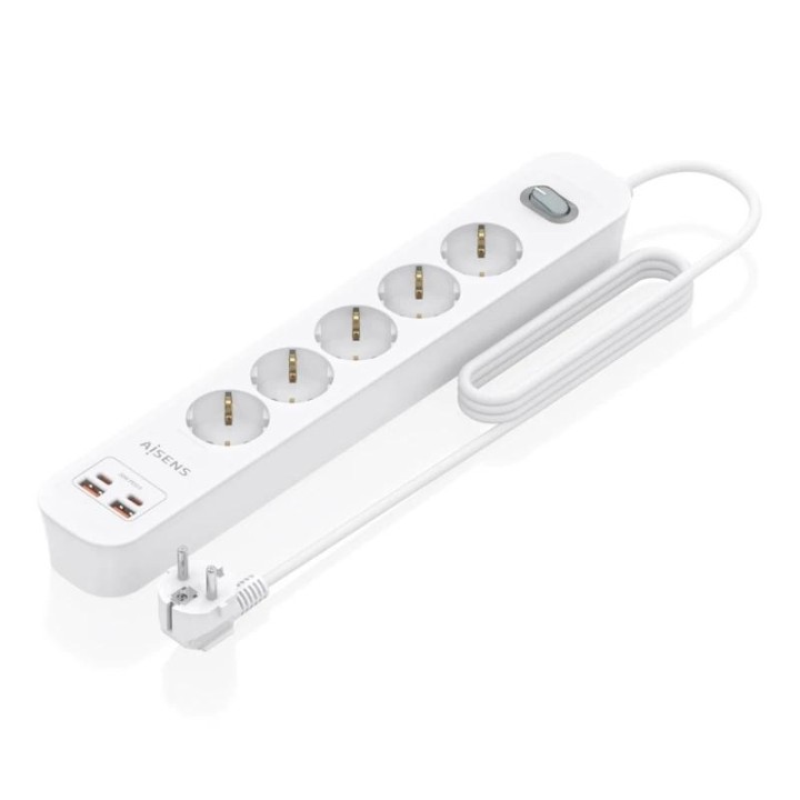 Aisens Regleta 5 tomas interruptor PD 2xUSBC 2xUSB