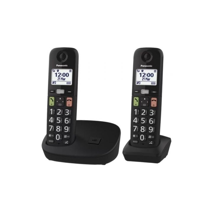 Teléfono Inalámbrico Panasonic KX-TGU112EXB/ Pack DUO/ Negro