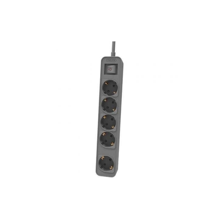 Regleta con Interruptor Philips CHP2154G/12 5 Tomas de corriente/ Cable 1.5m/ Gris