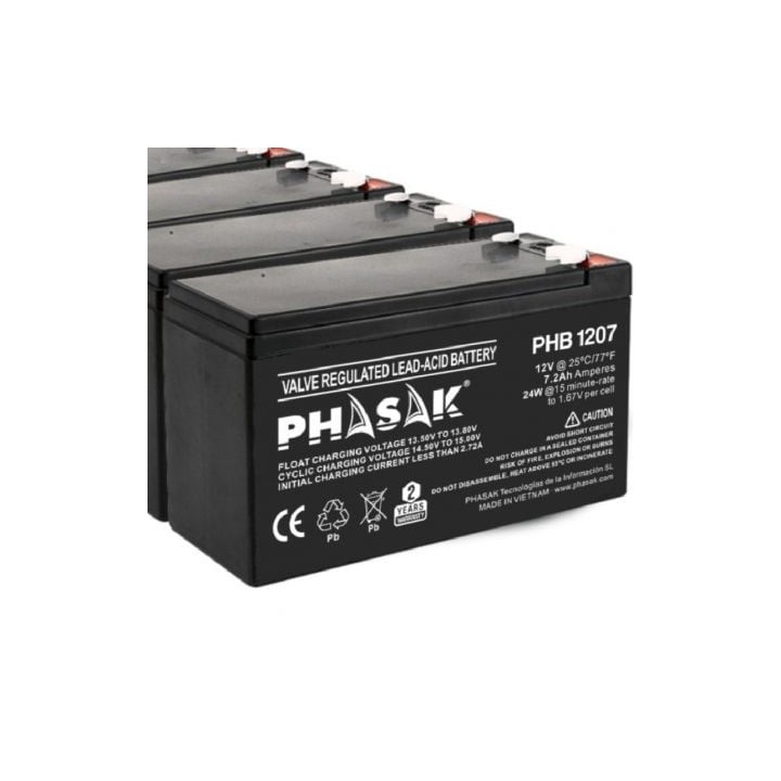 Batería Phasak PHB 1207 compatible con SAI/UPS PHASAK según especificaciones