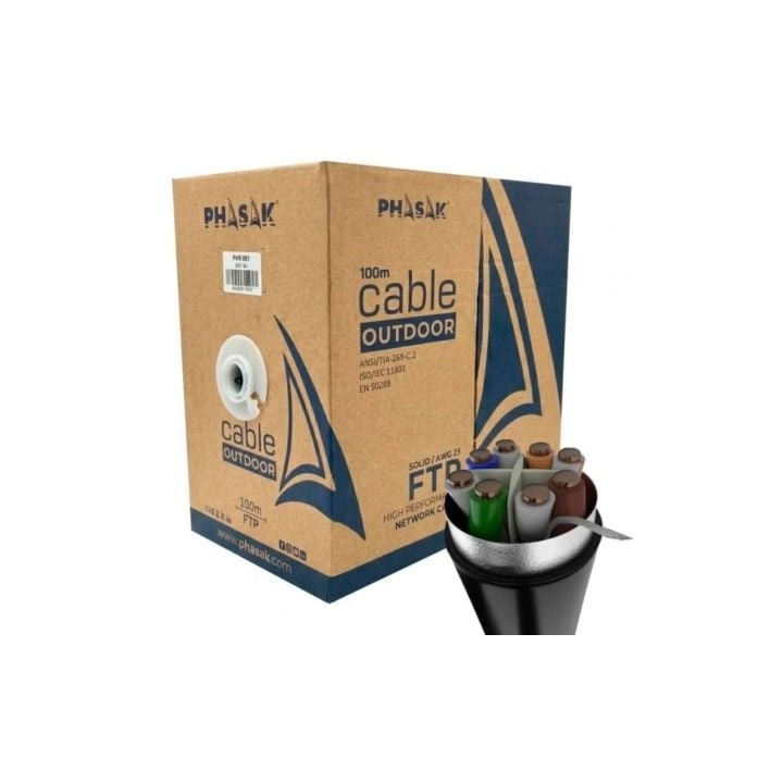 Bobina de Cable RJ45 FTP Phasak PHR 681 Cat.6A/ 100m/ Gris