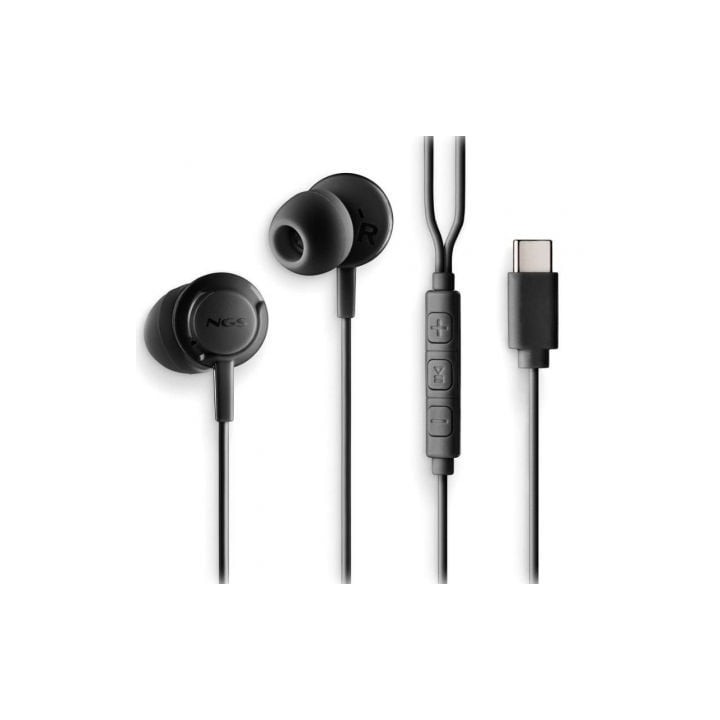 NGS Auricular Negro Estéreo USB-C Con Cable