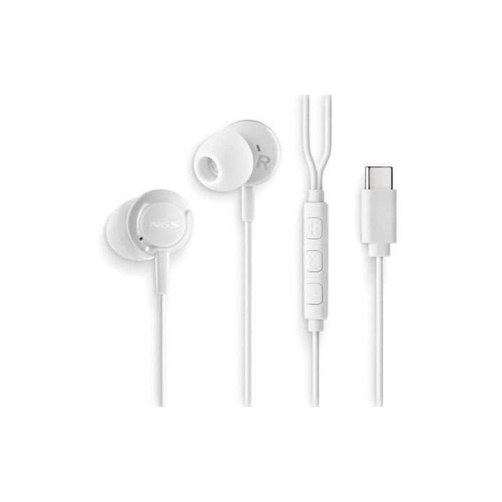 Auriculares Intrauditivos NGS Cross Step/ con Micrófono/ USB Tipo-C/ Blancos