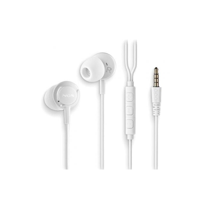 Auriculares Intrauditivos NGS Cross Drift/ con Micrófono/ Jack 3.5/ Blancos