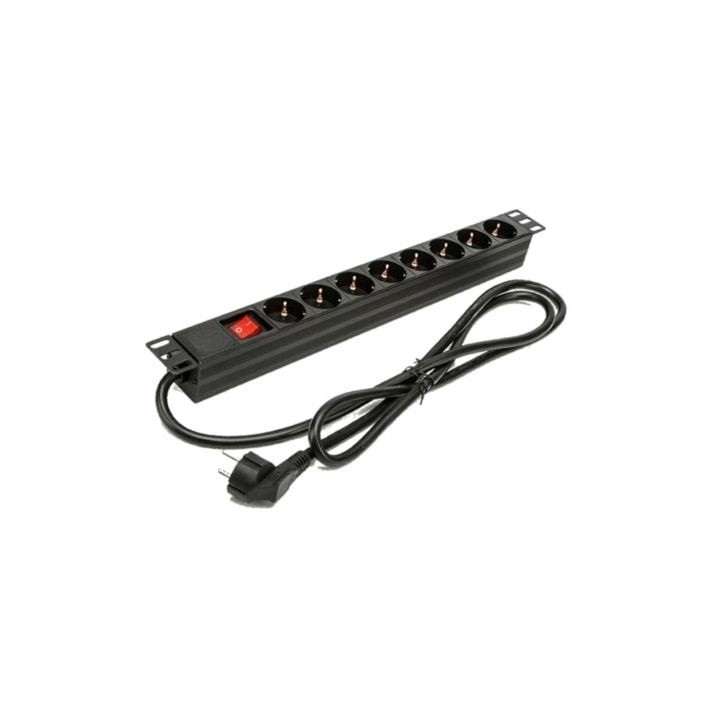 Regleta con Interruptor Phasak BNS 1518/ 8 Tomas de Corriente/ Cable 1.5m/ Negro