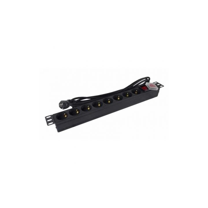 Regleta con Interruptor Phasak BNS 1520/ 8 Tomas de Corriente/ Cable 3m/ Negro
