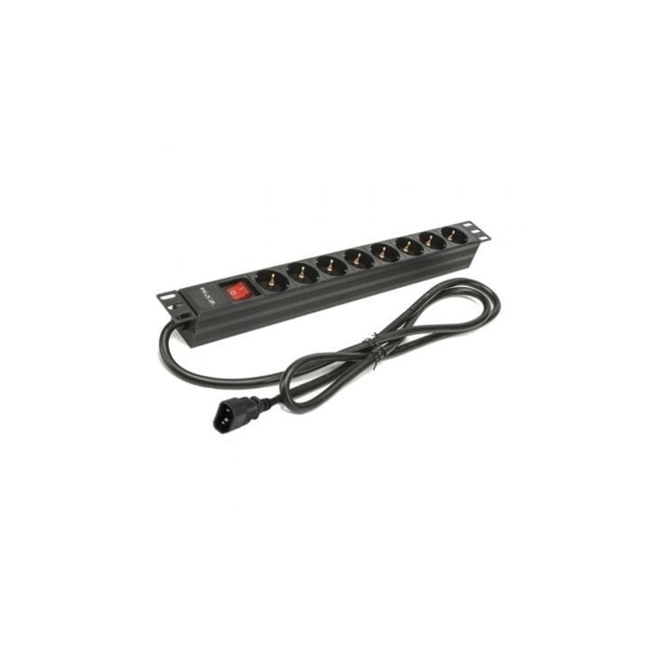 Regleta con Interruptor Phasak BNS 3535/ 8 Tomas de Corriente/ Cable 2m/ Negro