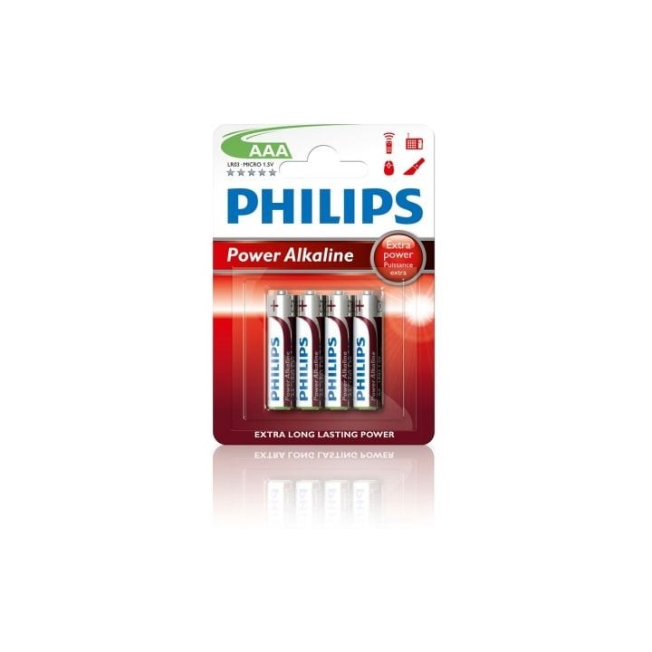 Pack de 4 Pilas AAA Philips LR03P4B/10/ 1.5V/ Alcalinas