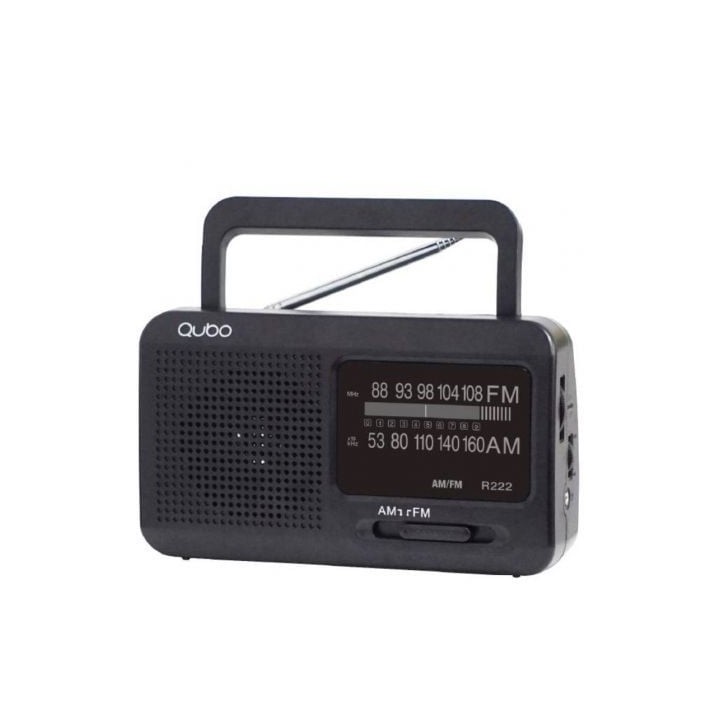 Radio Portátil Qubo R-222/ con Cable/ a Pilas/ Negra
