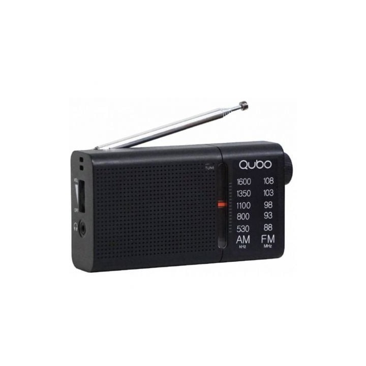 Radio Portátil Qubo RS-2/ con Cable/ a Pilas/ Negra