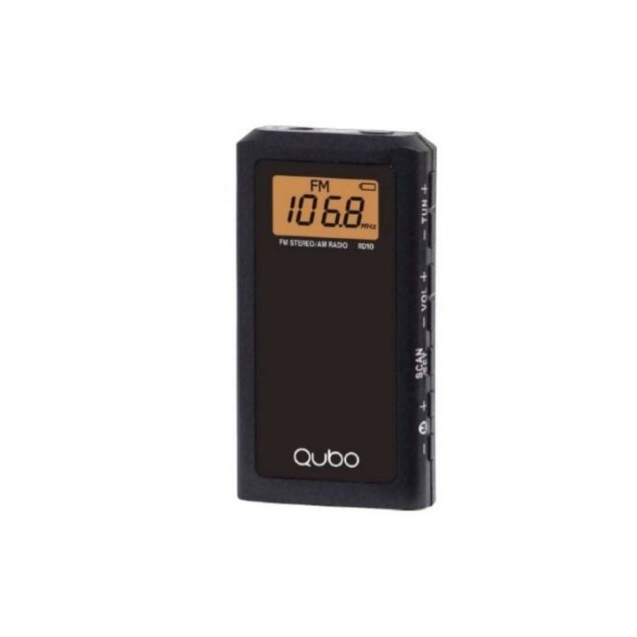 Radio Portátil Qubo RD-10/ con Cable/ a Pilas/ Negra