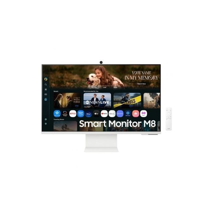 Smart Monitor Samsung M8 M80F S32FM801UU 32"/ 4K/ Multimedia/ Regulable en altura/ Smart TV/ Webcam/ Blanco