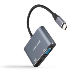 Conversor Nanocable 10.16.4303/ USB Tipo-C Macho/ HDMI Hembra - VGA Hembra/ 15cm/ Gris