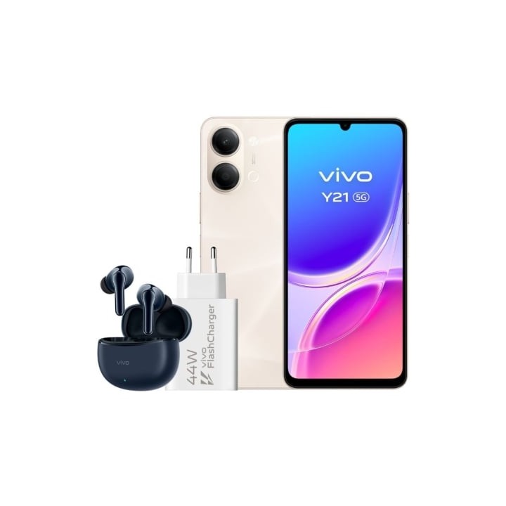 Smartphone Vivo Y21 4GB/ 256GB/ 6.74"/ 5G/ Oro/ Incluye Cargador + Auriculares