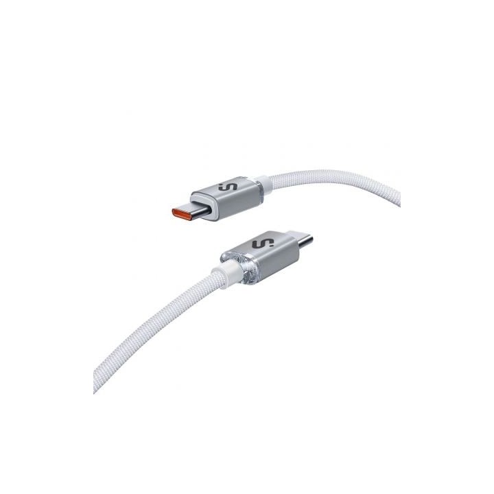 Cable USB 2.0 Tipo-C Subblim Optimus/ USB Tipo-C Macho - USB Tipo-C Macho/ Hasta 60W/ 480Mbps/ 1m/ Blanco