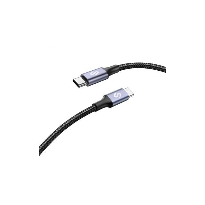 Cable USB 2.0 Tipo-C Subblim Plus/ USB Tipo-C Macho - USB Tipo-C Macho/ Hasta 100W/ 480Mbps/ 1m/ Negro