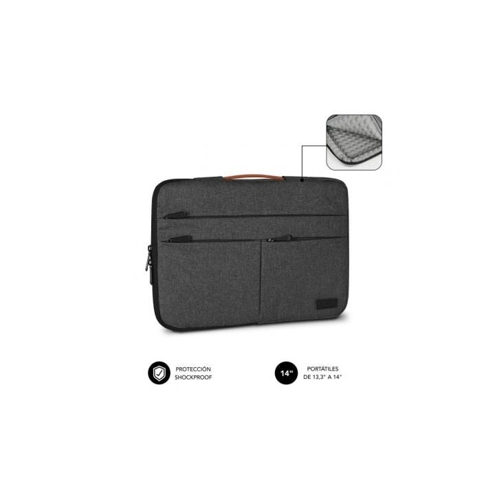 Funda Subblim Air Padding 360 Sleeve para Portátiles hasta 14"/ Gris Oscuro