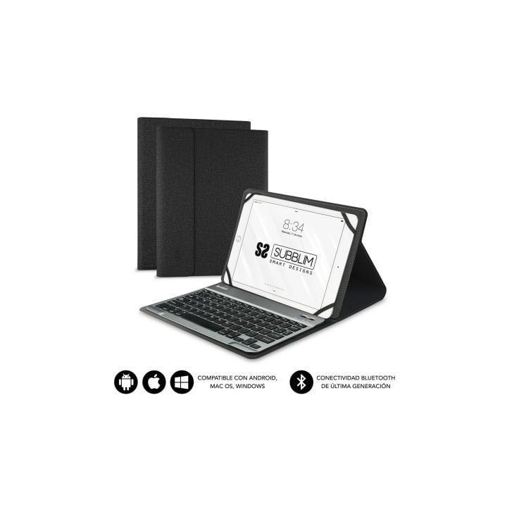 Funda con Teclado Subblim Keytab Pro Bluetooth para Tablets de 10.1"-10.8"/ Negra
