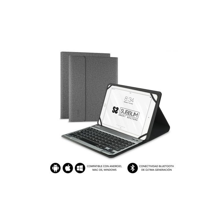 Funda con Teclado Subblim Keytab Pro Bluetooth para Tablets de 9.6"-10.8"/ Gris