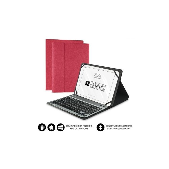 Funda con Teclado Subblim Keytab Pro Bluetooth para Tablets de 9.6"-10.8"/ Roja
