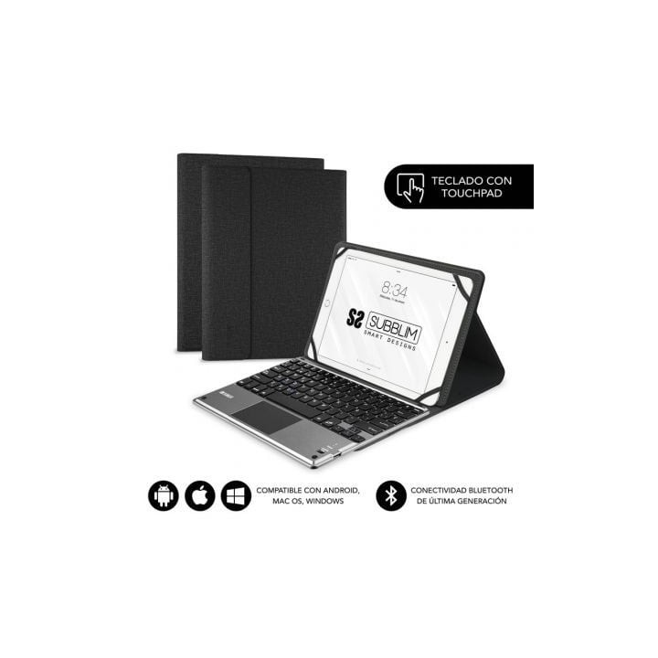 Funda con Teclado Subblim Keytab Pro Bluetooth Touchpad para Tablets de 9.6"-10.8"/ Negra