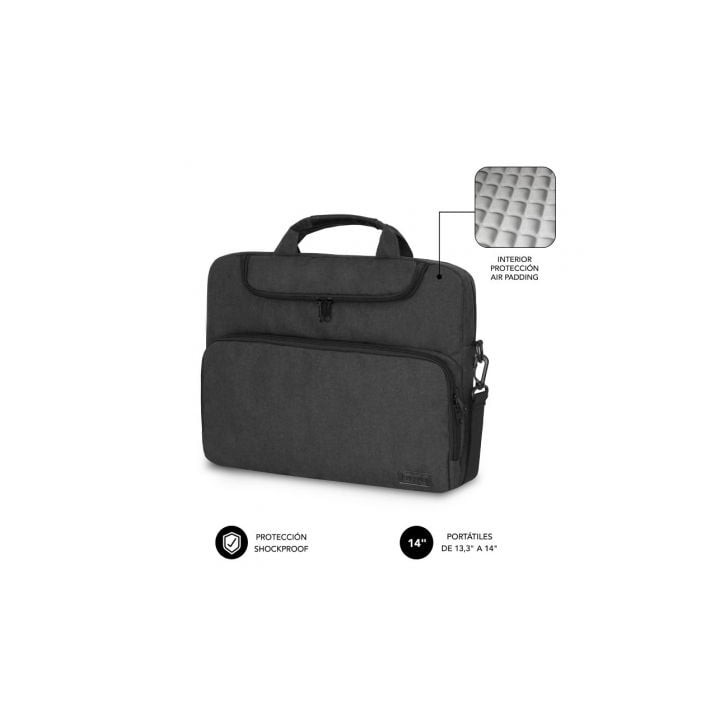 Maletín Subblim Air Padding para Portátiles hasta 14"/ Gris Oscuro
