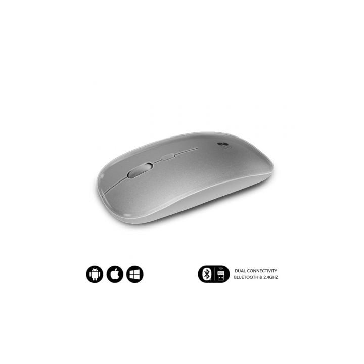Ratón Inalámbrico Subblim Dual Flat/ Batería recargable/ Hasta 1600 DPI/ Plata